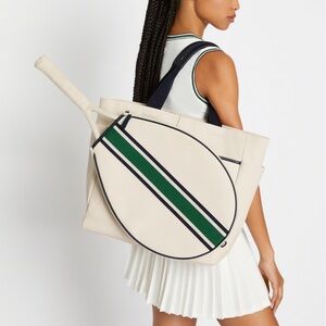 CONVERTIBLE STRIPE TENNIS TOTE